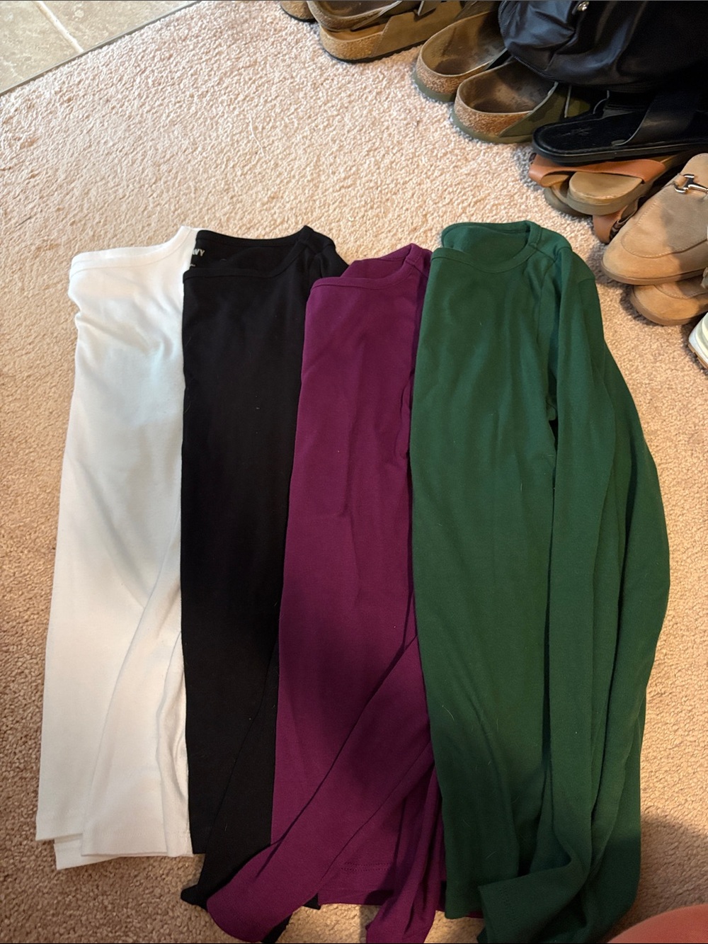 Old Navy Long Sleeve Tees - White, Black, Purple & Green